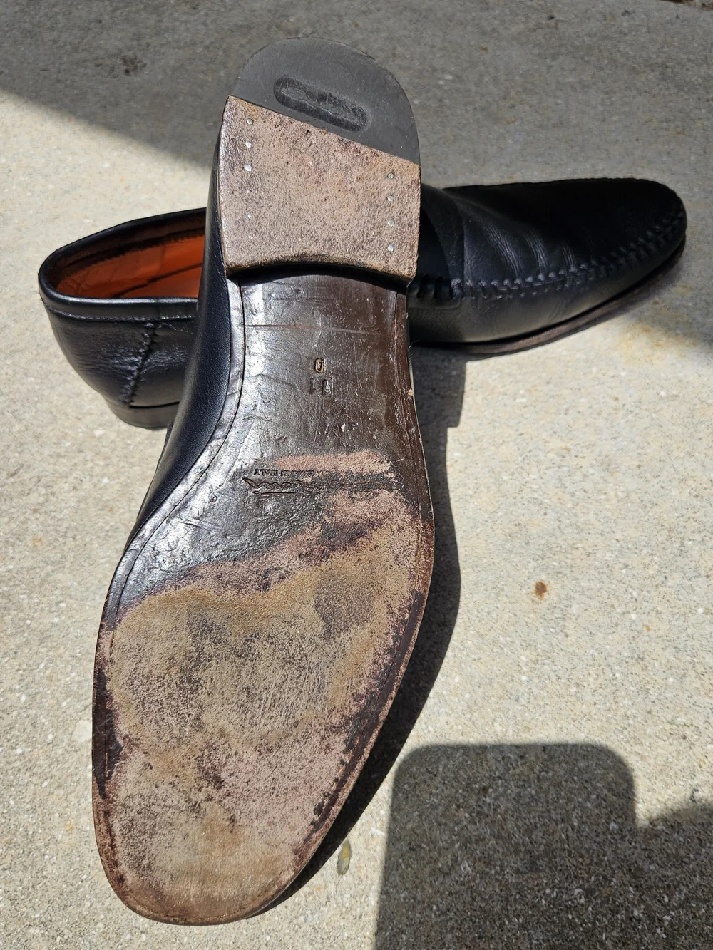 SANTONI Casual Dress Shoes Soft Black Leather Italian Slip On Loafers  Size 11D